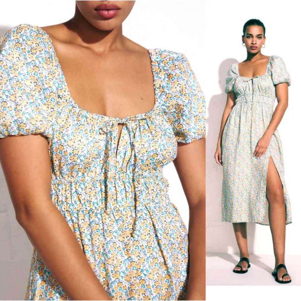 Faithfull the Brand Terina Midi Dress in Sabinosa Floral Print Cottage Inspired - Picture 2 of 7